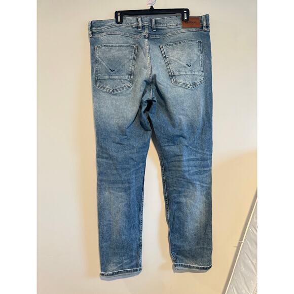 Hudson Sartor Relaxed Skinny Jeans Mens 38 Mura Wash Distressed Stretch Denim - Picture 2 of 8